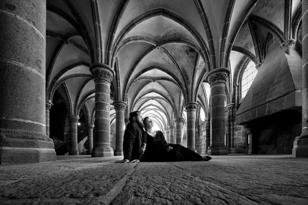 Couple de mariés, chateau